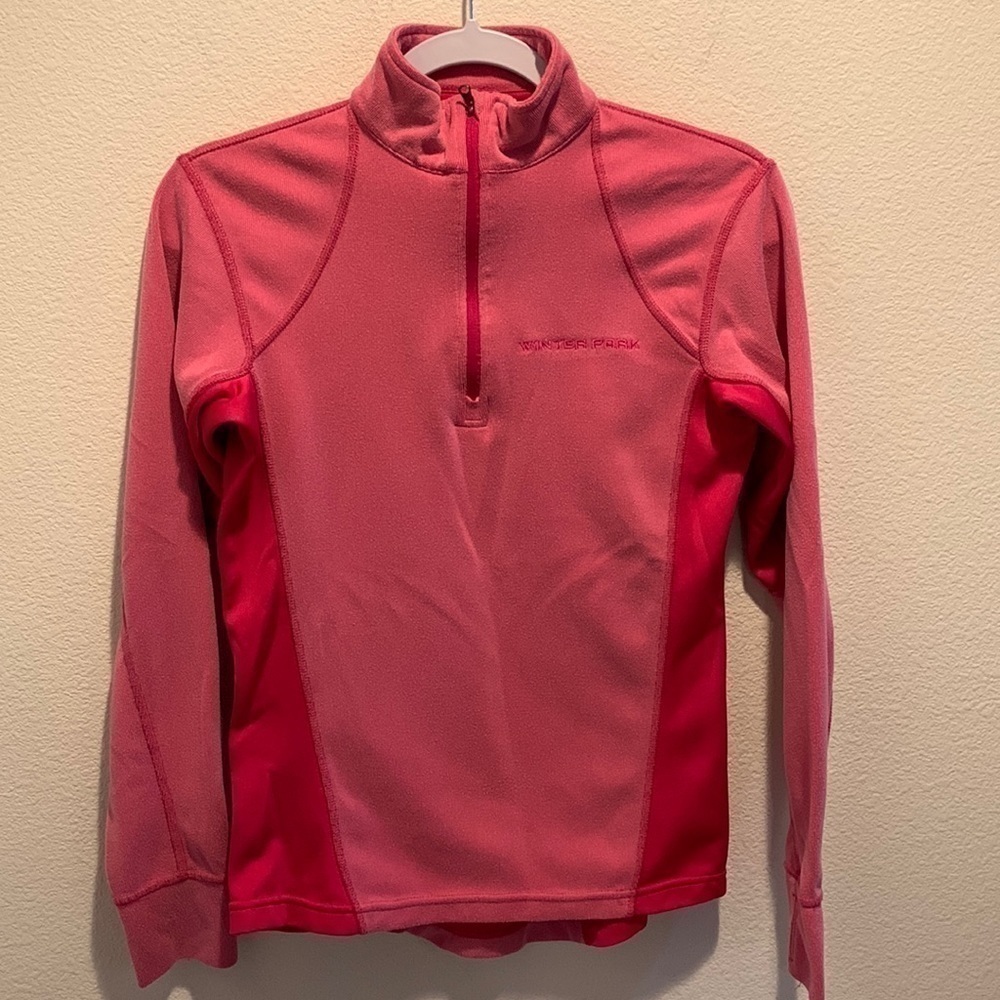 Outfitter Trading Co. Performance Quarter Zip Pullover with Winter Park Graphic.
